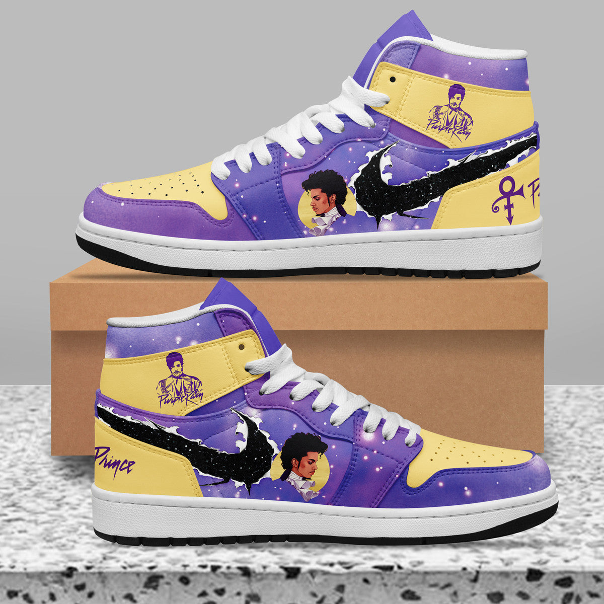 Ideafootwear Purple Rain Prince AJ1 High Sneakers Shoes For Men And Women 1