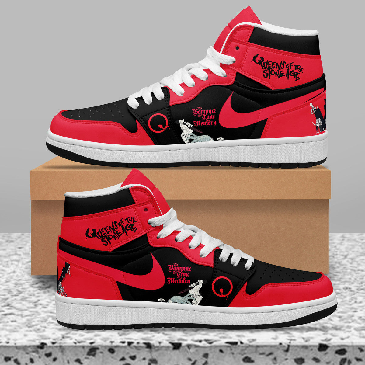 Ideafootwear Queens Of The Stone Age AJ1 High Sneakers Shoes For Men And Women 1