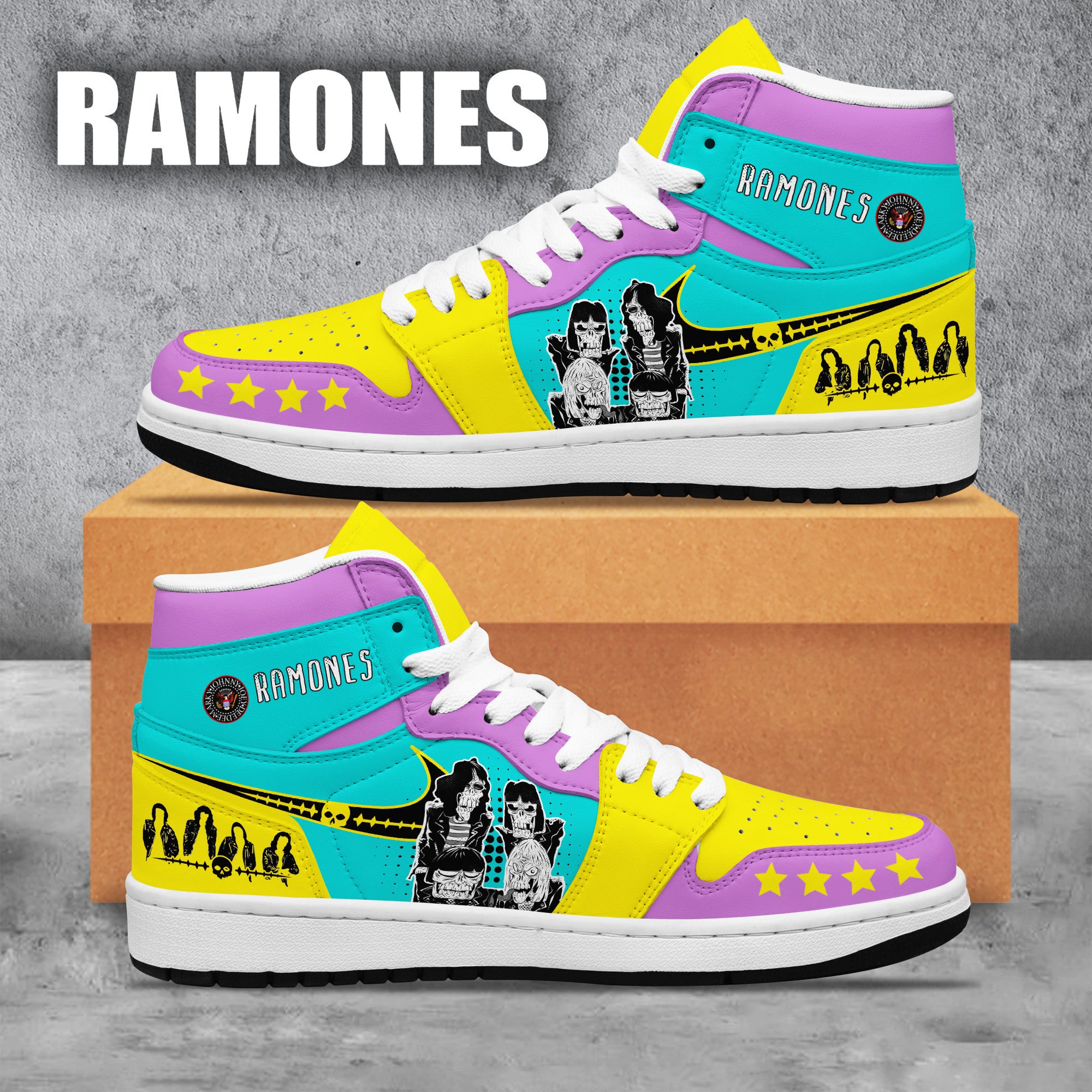 Ideafootwear Ramones AJ1 High Sneakers Shoes For Men And Women 1
