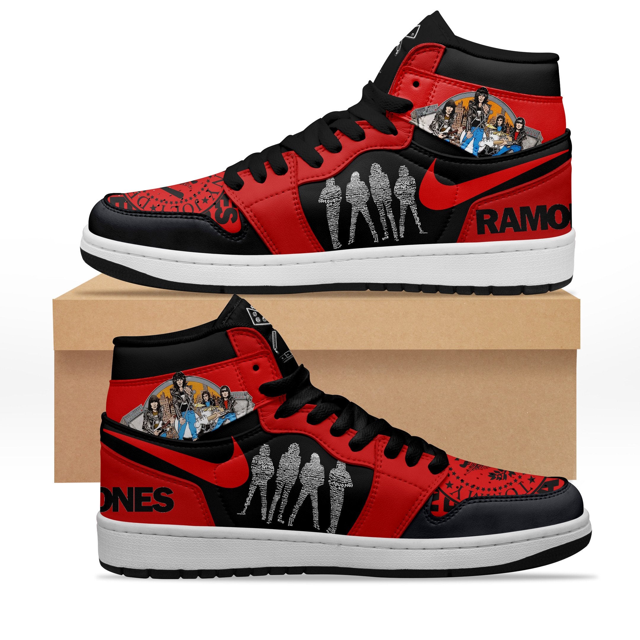Ideafootwear Ramones AJ1 High Sneakers Shoes For Men And Women 3
