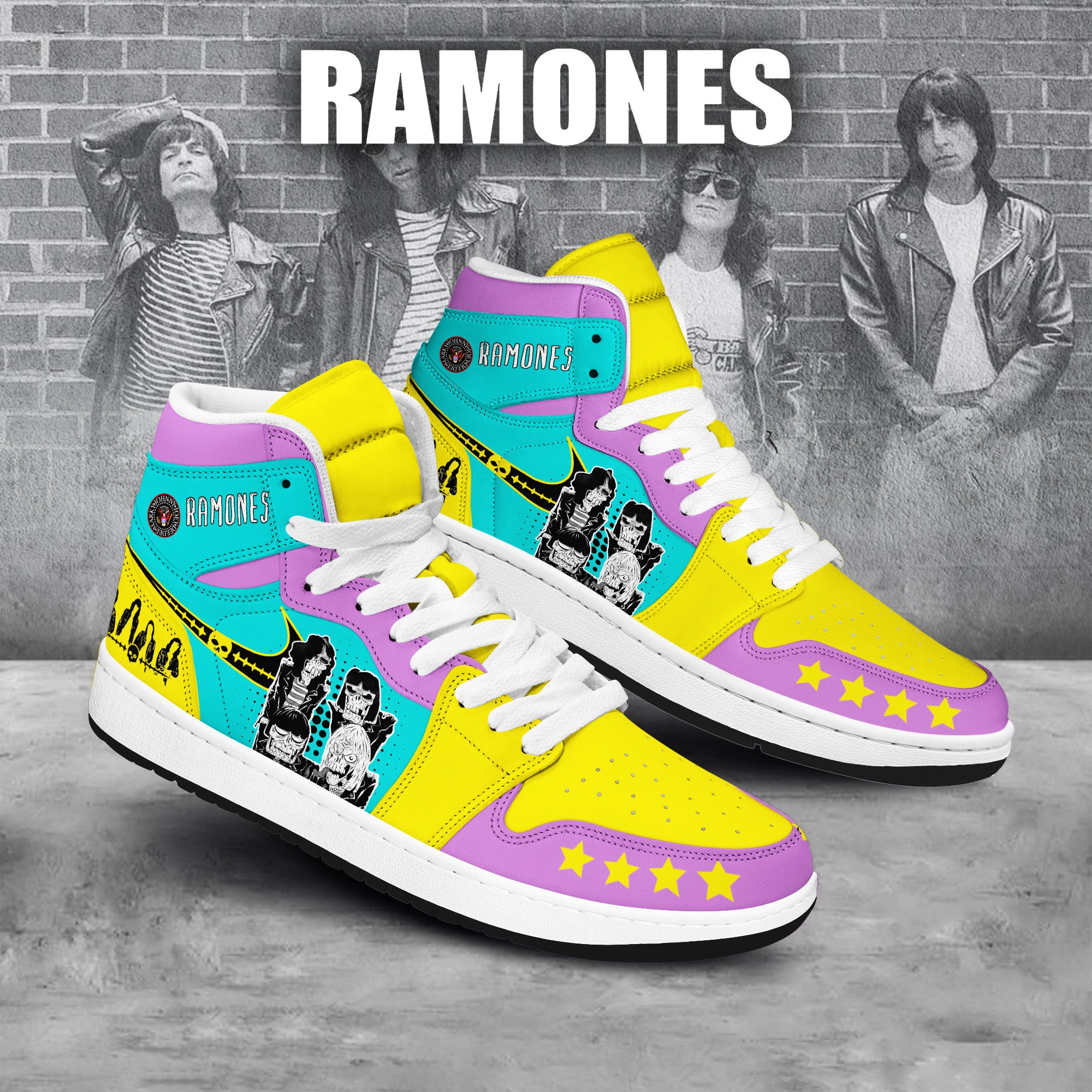 Ideafootwear Ramones AJ1 High Sneakers Shoes For Men And Women 1