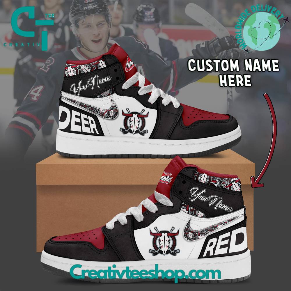 Ideafootwear Red Deer Rebels AJ1 High Sneakers Shoes For Men And Women 1