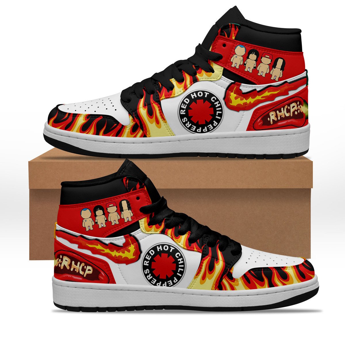Ideafootwear Red Hot Chili Peppers AJ1 High Sneakers Shoes For Men And Women 5