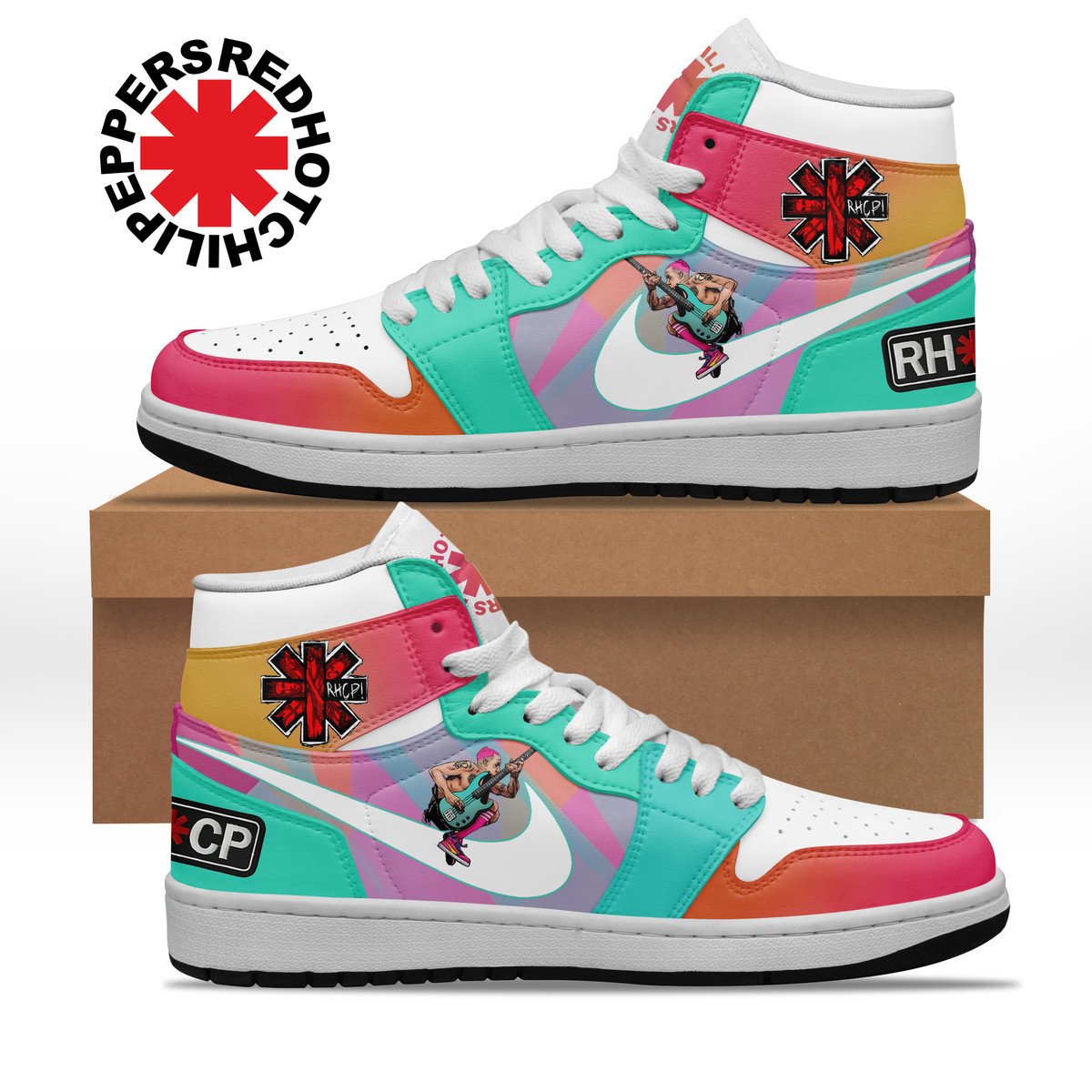 Ideafootwear Red Hot Chili Peppers AJ1 High Sneakers Shoes For Men And Women 4