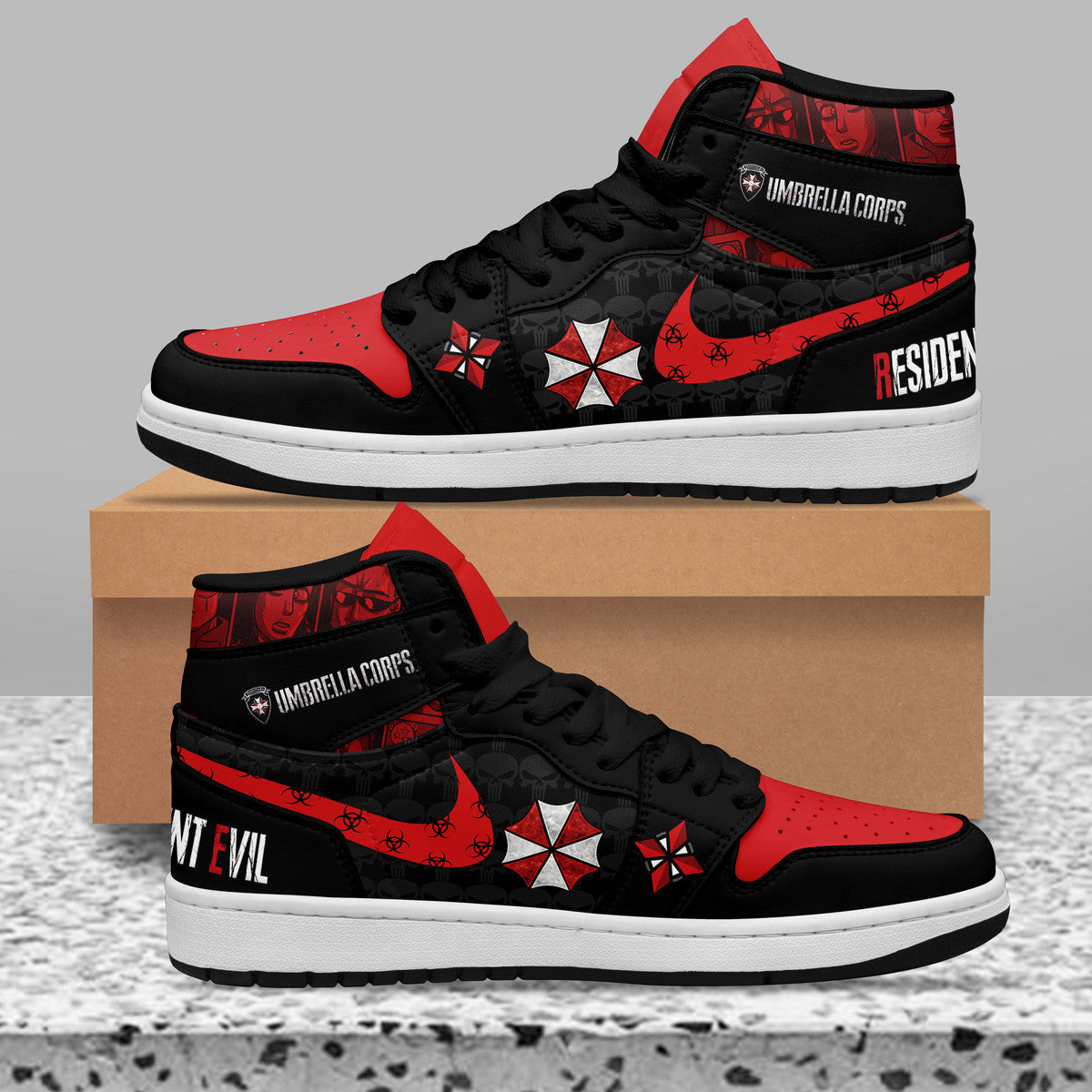 Ideafootwear Resident Evil AJ1 High Sneakers Shoes For Men And Women 4