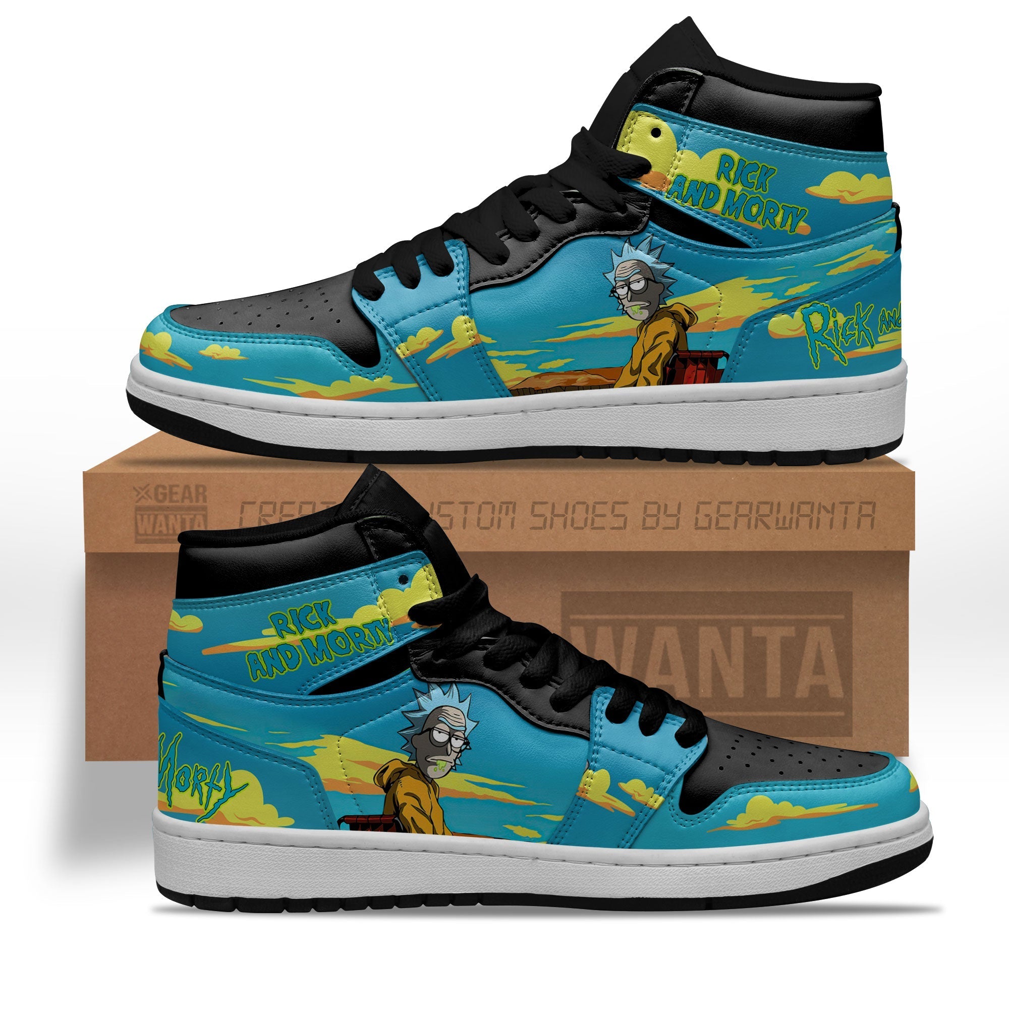 Ideafootwear Rick and Morty AJ1 High Sneakers Shoes For Men And Women 6