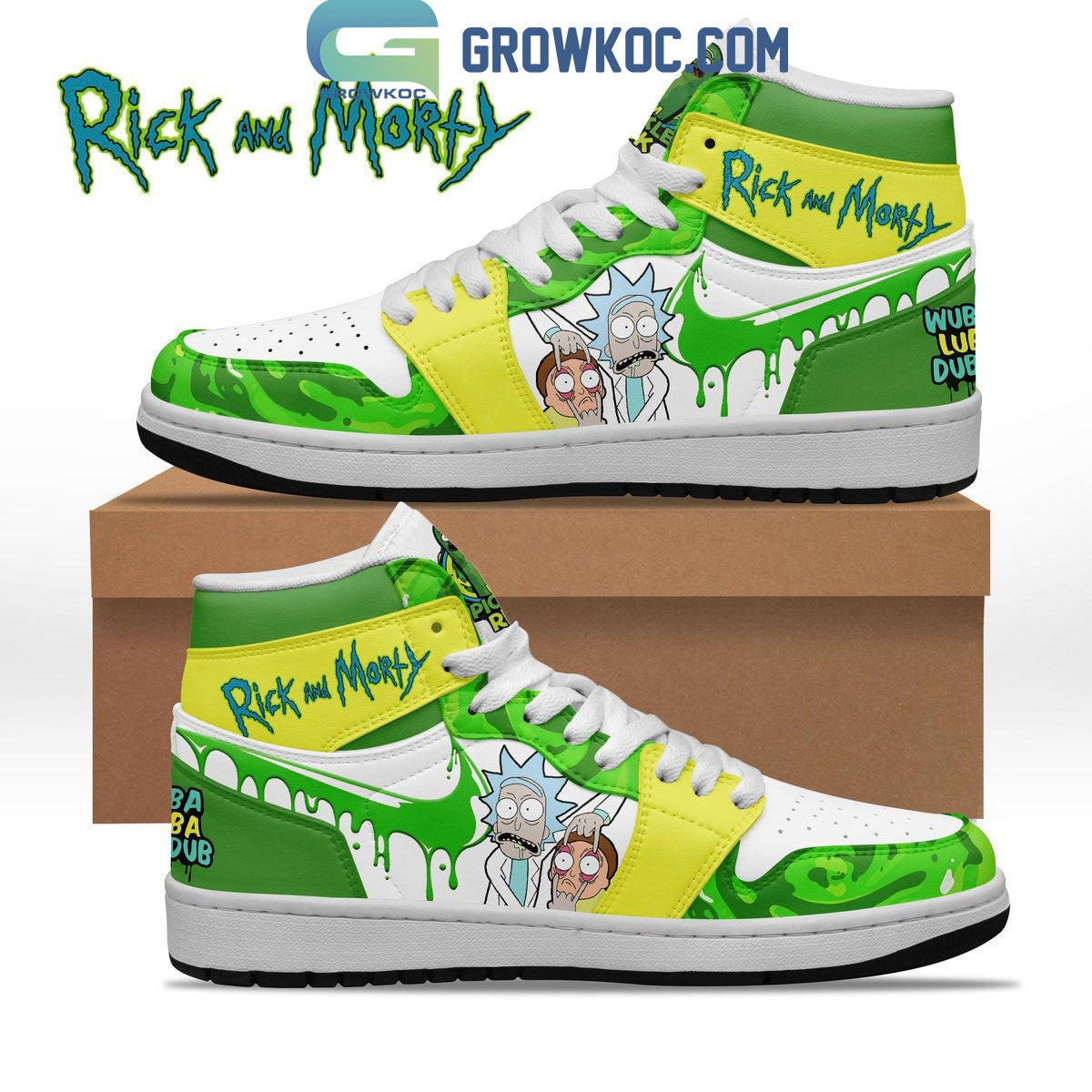Ideafootwear Rick and Morty AJ1 High Sneakers Shoes For Men And Women 3