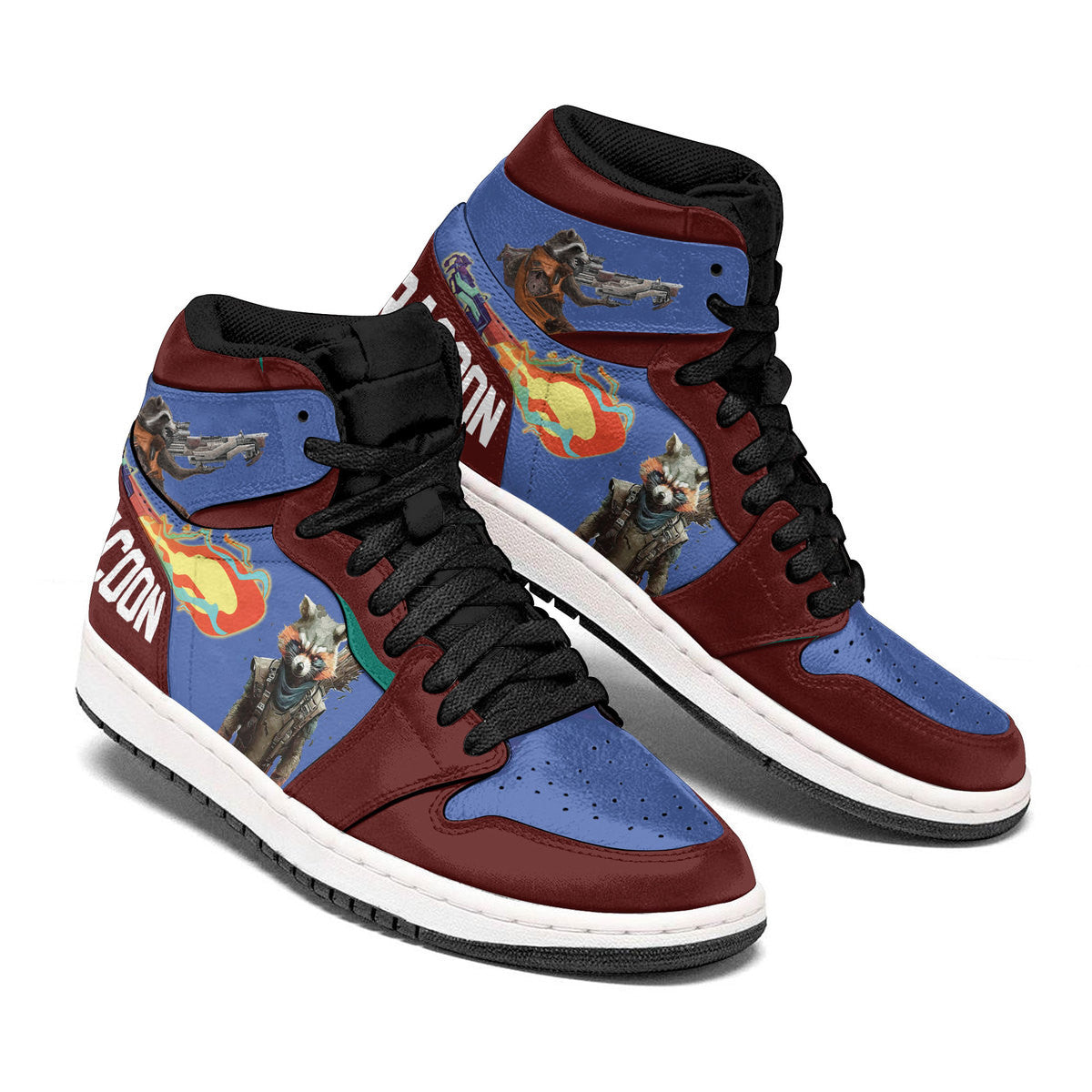 Ideafootwear Rocket Raccoon AJ1 High Sneakers Shoes For Men And Women 2
