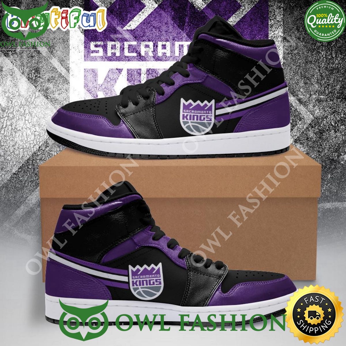 Ideafootwear Sacramento Kings AJ1 High Sneakers Shoes For Men And Women 5