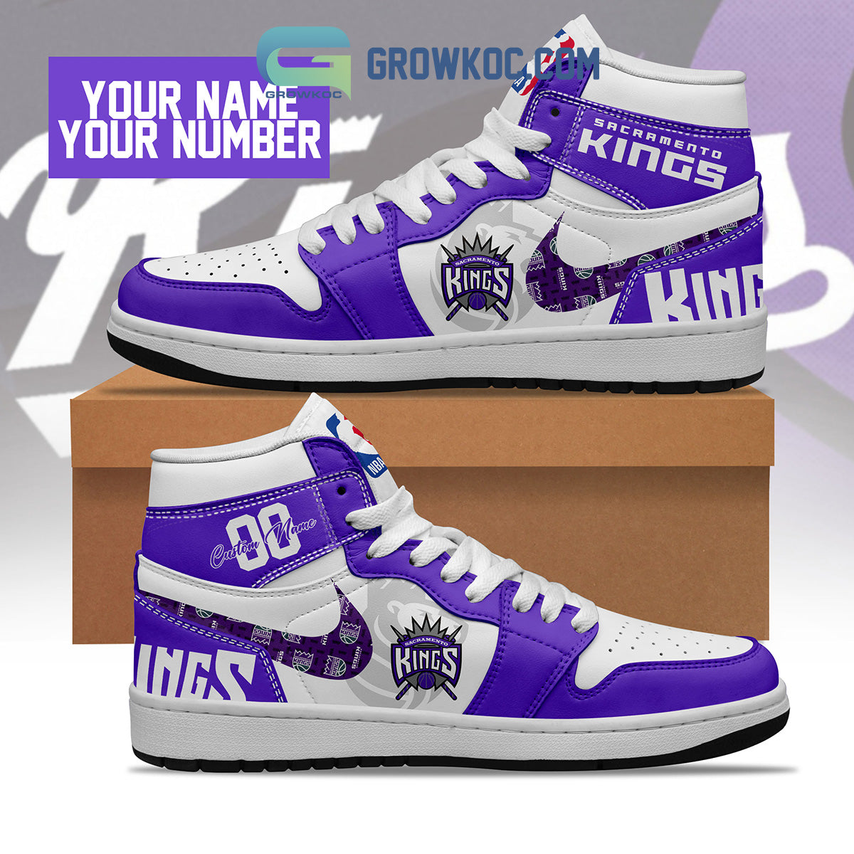 Ideafootwear Sacramento Kings AJ1 High Sneakers Shoes For Men And Women 4