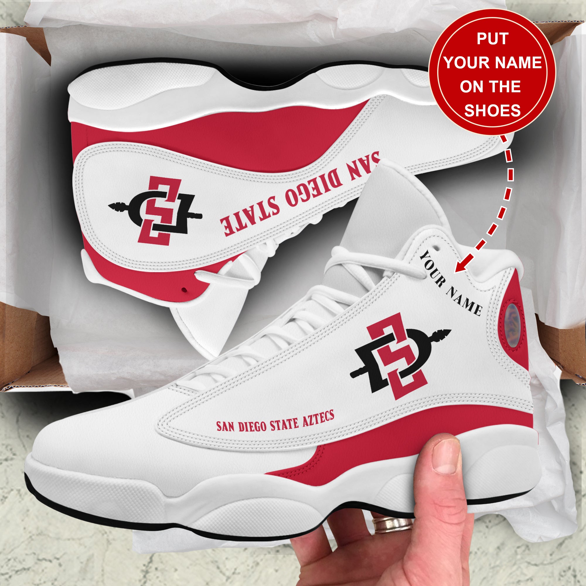 Ideafootwear San Diego State Aztecs AJ13 Sneakers Shoes For Men And Women 1