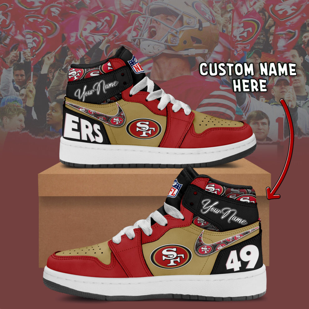 Ideafootwear San Francisco 49ers AJ1 High Sneakers Shoes For Men And Women 7