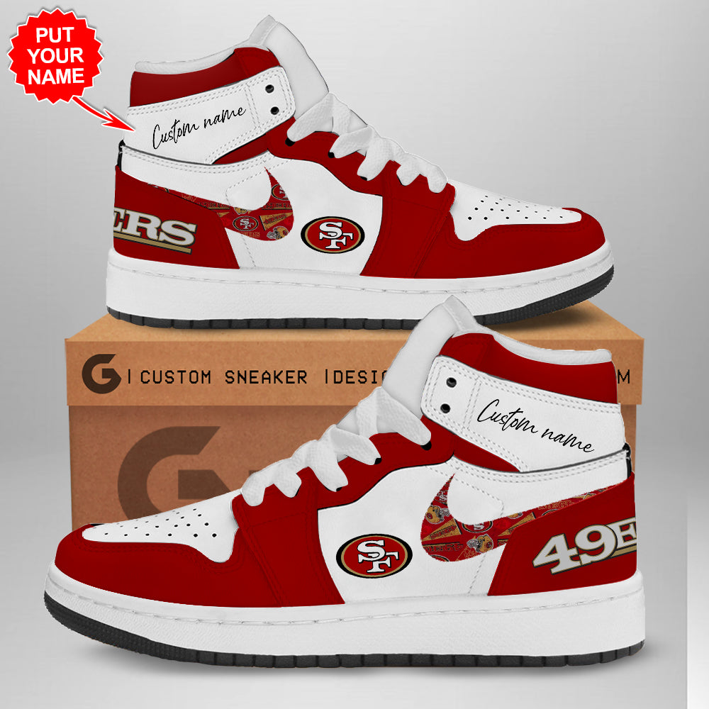 Ideafootwear San Francisco 49ers AJ1 High Sneakers Shoes For Men And Women 2