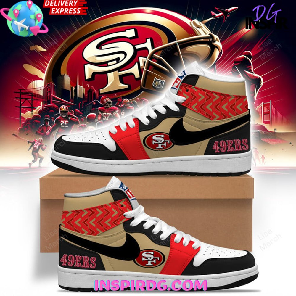 Ideafootwear San Francisco 49ers AJ1 High Sneakers Shoes For Men And Women 10