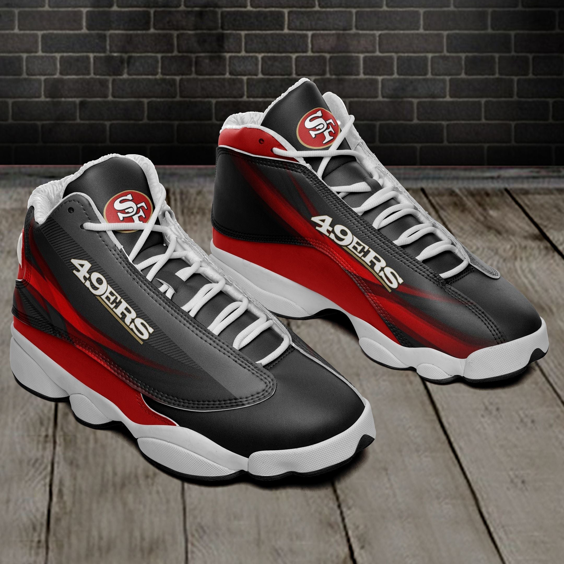 Ideafootwear San Francisco 49ers AJ13 Sneakers Shoes For Men And Women 31