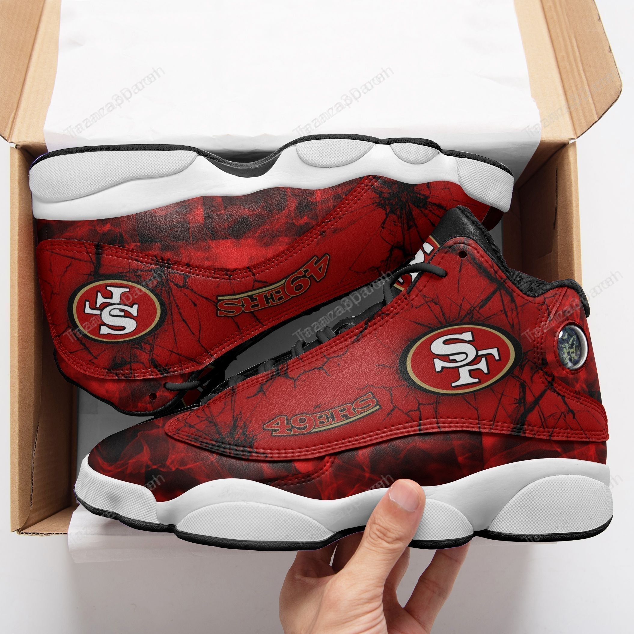 Ideafootwear San Francisco 49ers AJ13 Sneakers Shoes For Men And Women 46