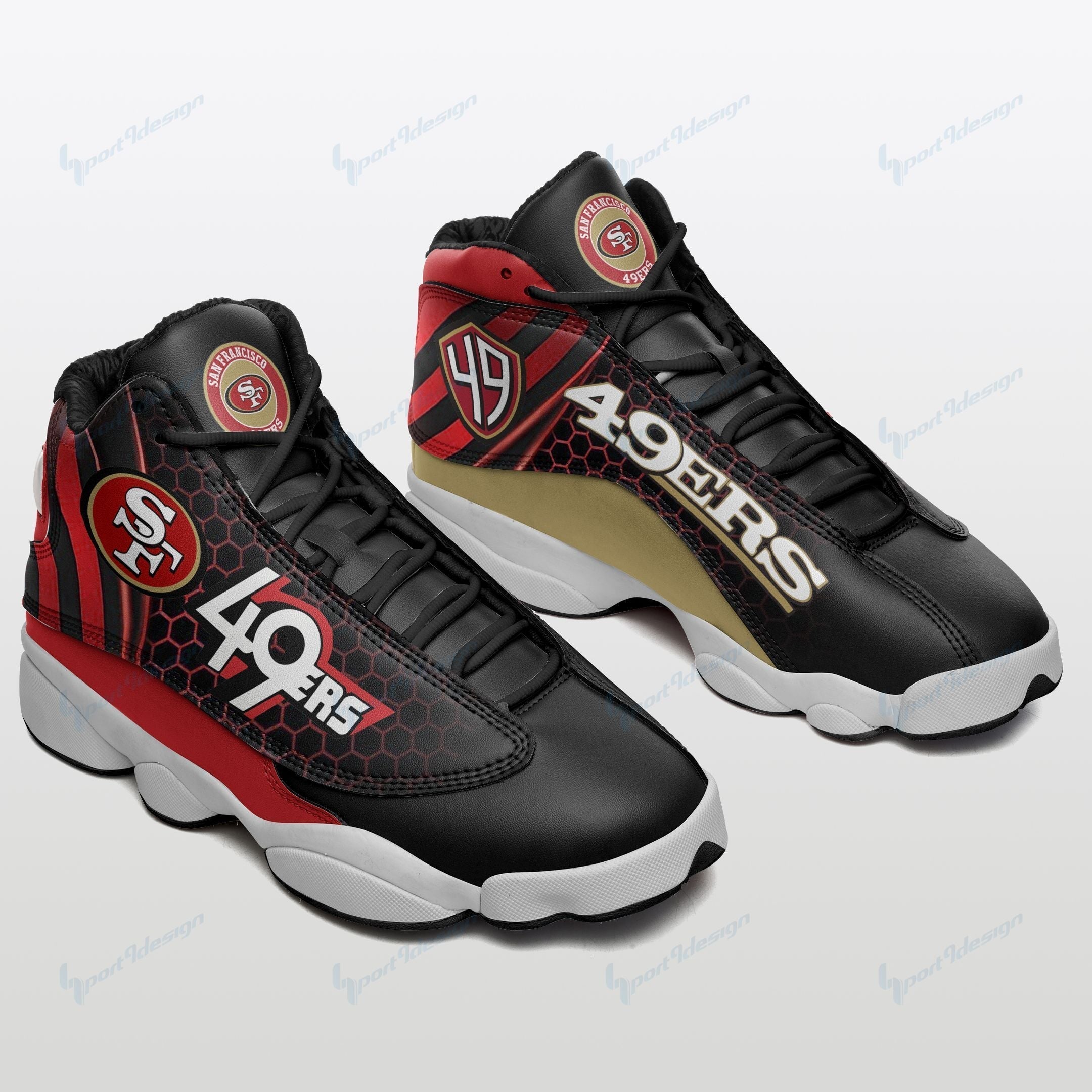 Ideafootwear San Francisco 49ers AJ13 Sneakers Shoes For Men And Women 33