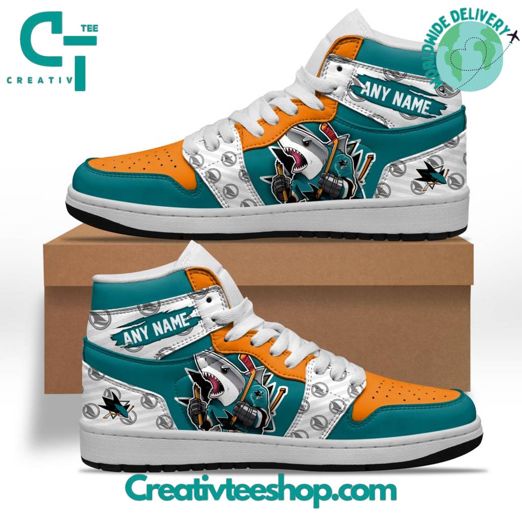Ideafootwear San Jose Sharks AJ1 High Sneakers Shoes For Men And Women 1