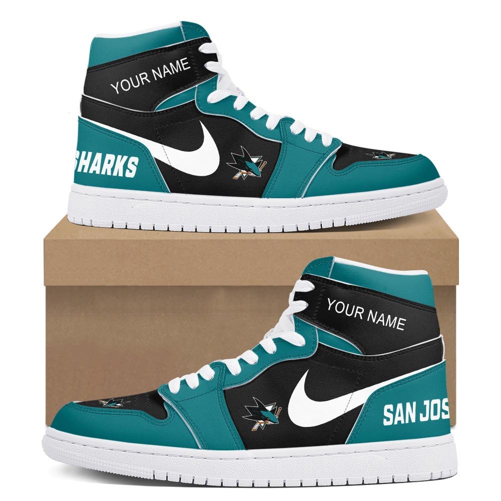 Ideafootwear San Jose Sharks AJ1 High Sneakers Shoes For Men And Women 4