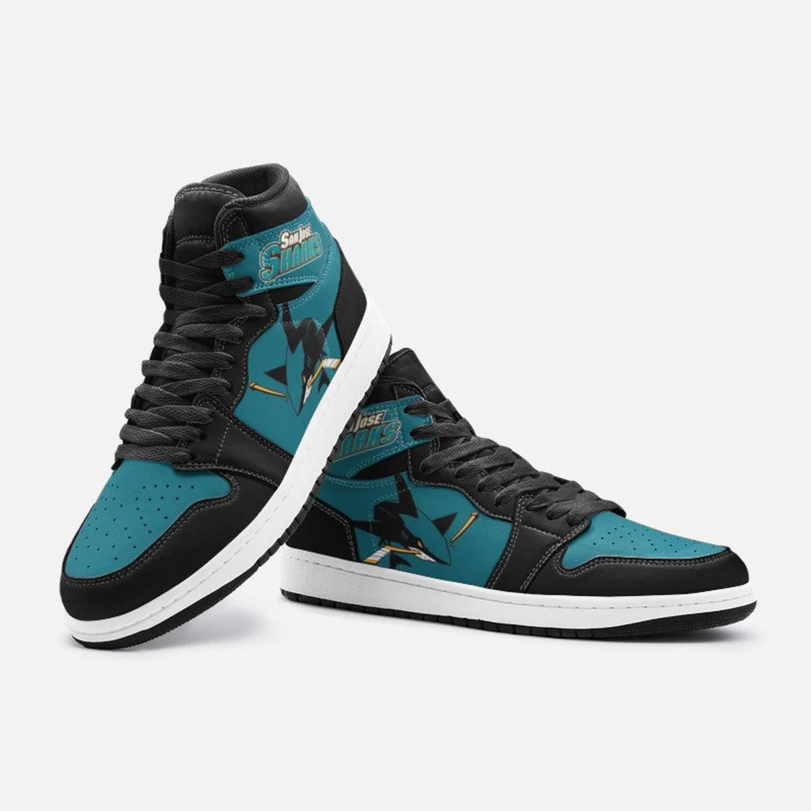 Ideafootwear San Jose Sharks AJ1 High Sneakers Shoes For Men And Women 5