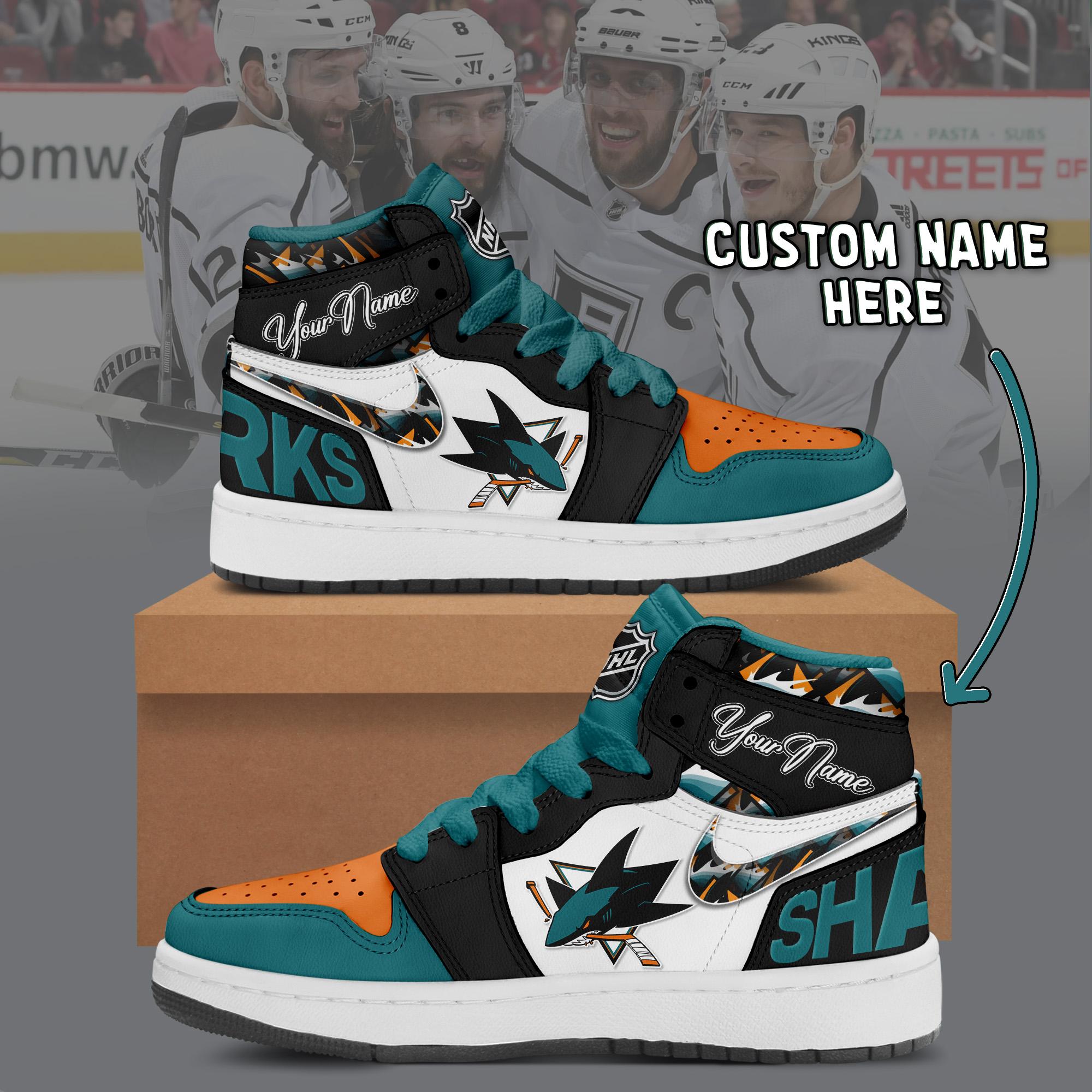 Ideafootwear San Jose Sharks AJ1 High Sneakers Shoes For Men And Women 2