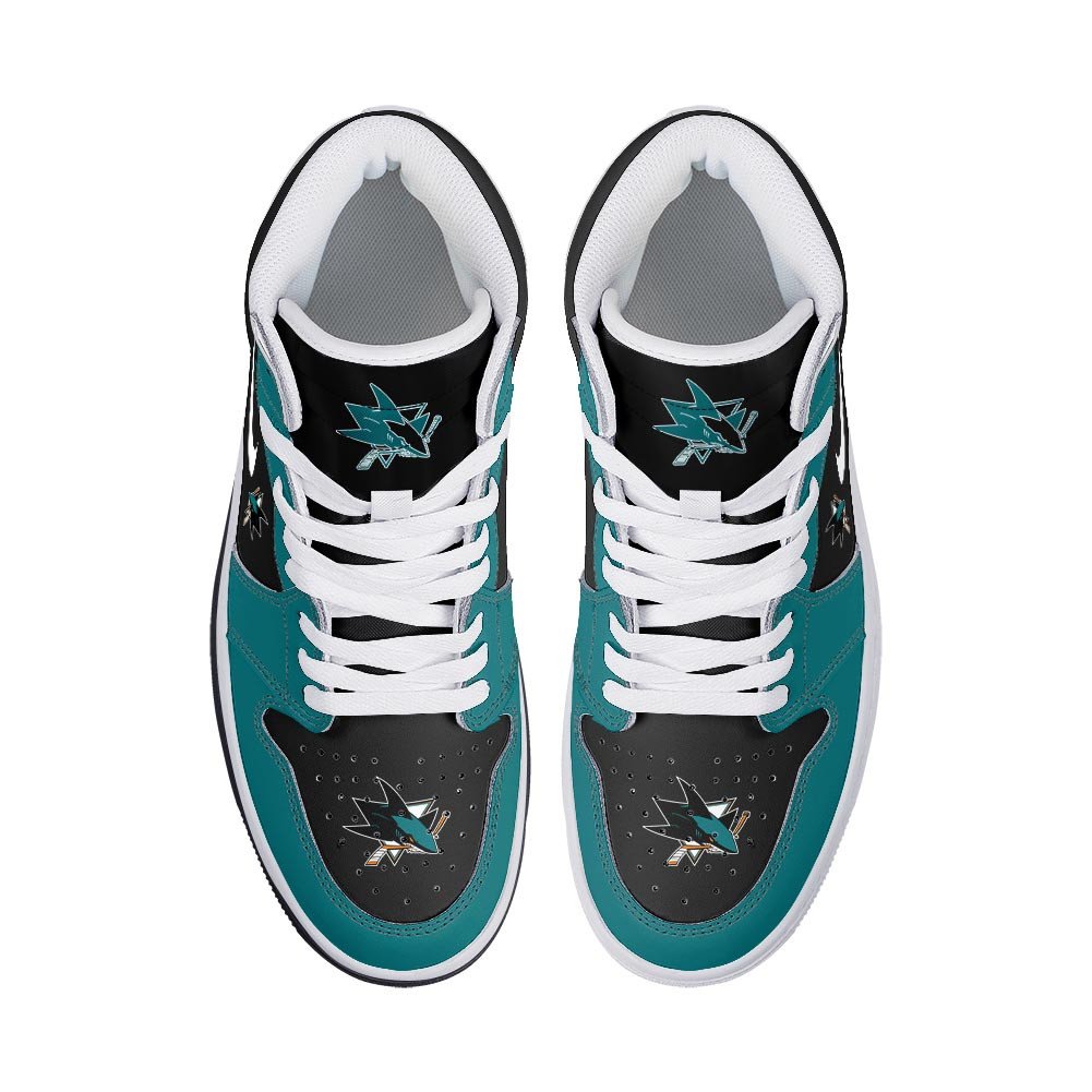 Ideafootwear San Jose Sharks AJ1 High Sneakers Shoes For Men And Women 4