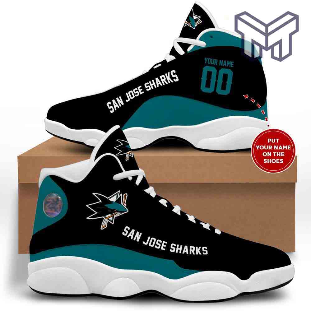 Ideafootwear San Jose Sharks AJ13 Sneakers Shoes For Men And Women 1