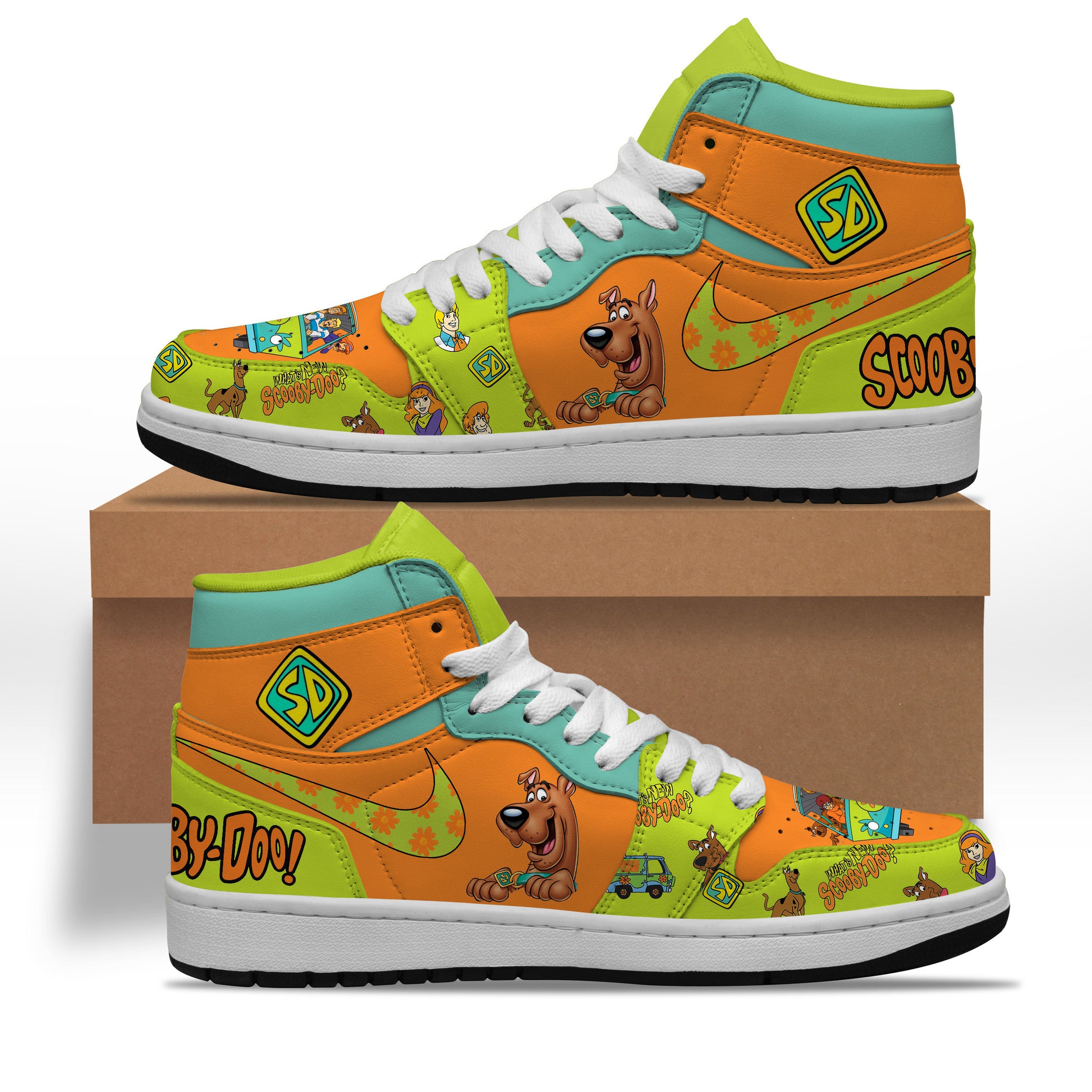 Ideafootwear Scooby-Doo AJ1 High Sneakers Shoes For Men And Women 6