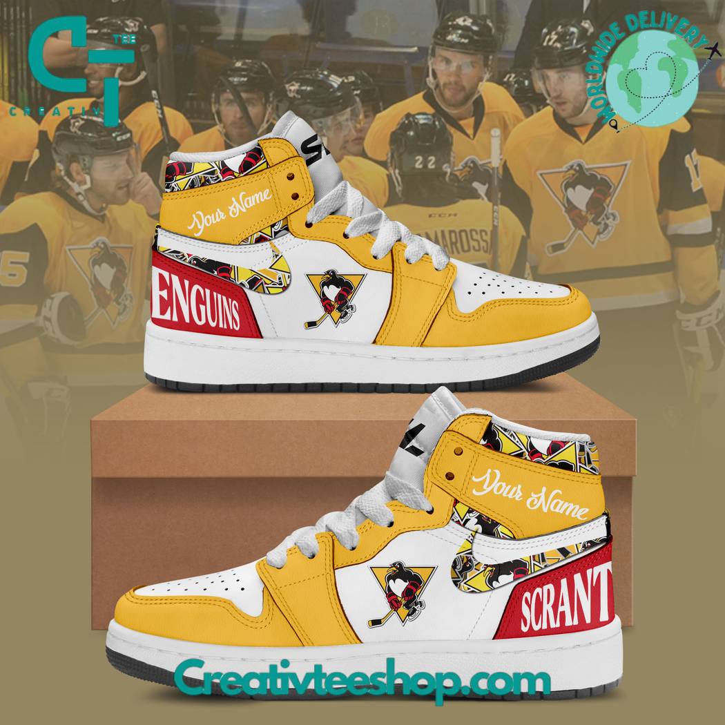 Ideafootwear Scranton Penguins AJ1 High Sneakers Shoes For Men And Women 1