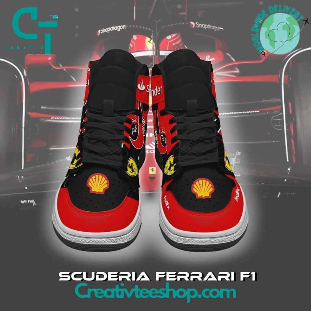Ideafootwear Scuderia Ferrari AJ1 High Sneakers Shoes For Men And Women 2