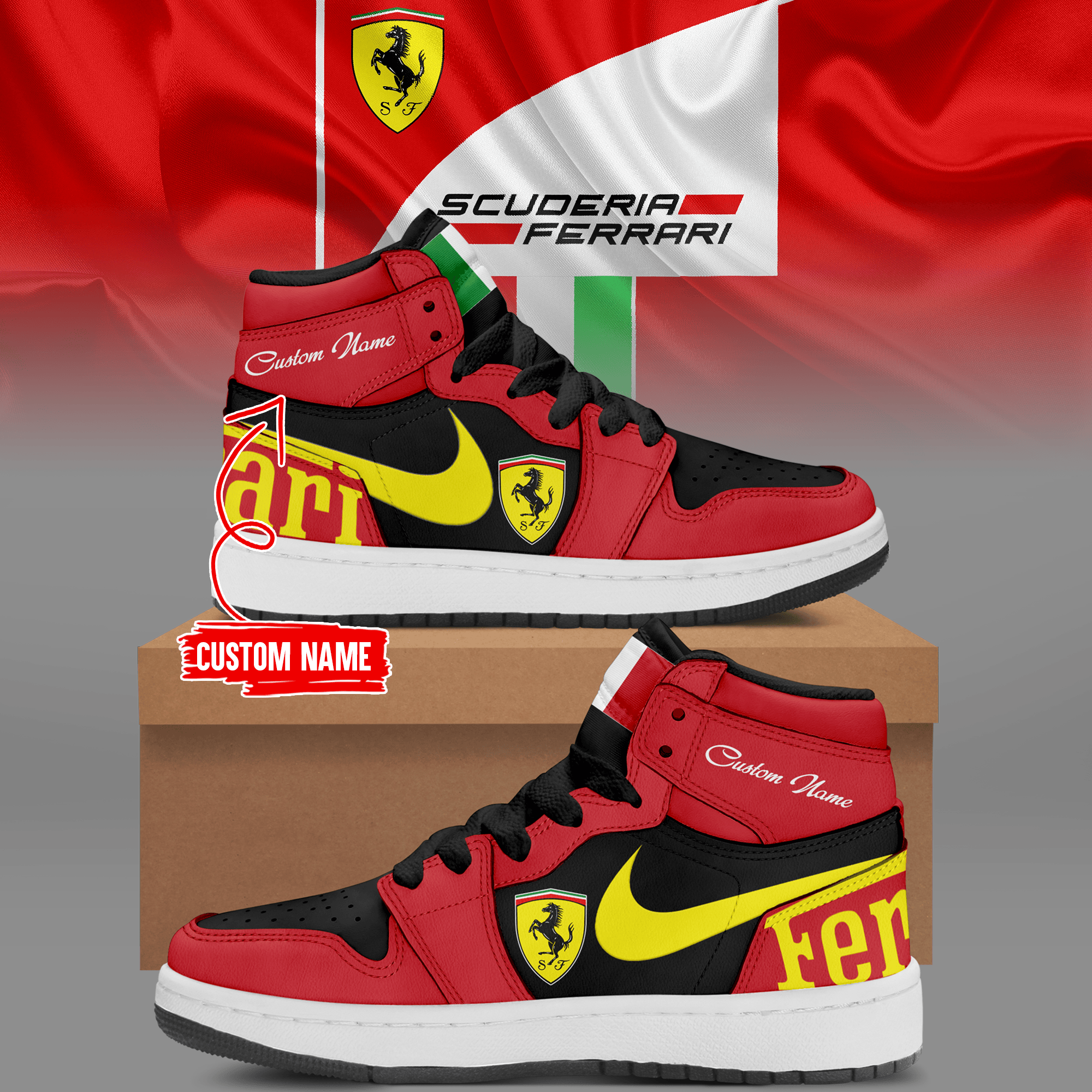 Ideafootwear Scuderia Ferrari AJ1 High Sneakers Shoes For Men And Women 1