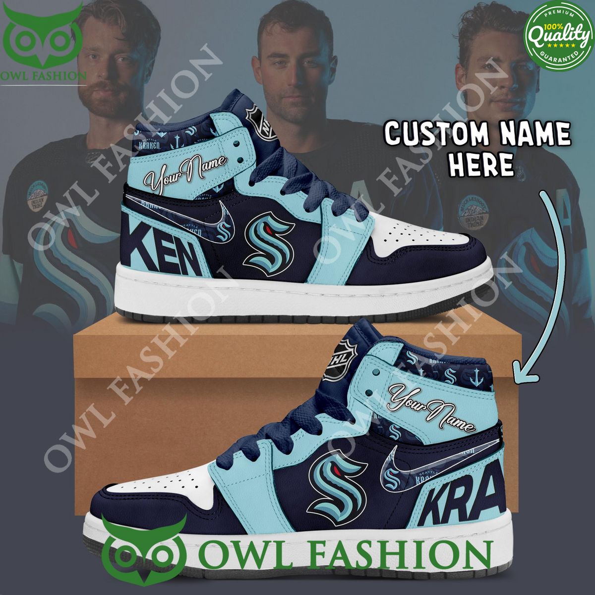 Ideafootwear Seattle Kraken AJ1 High Sneakers Shoes For Men And Women 3