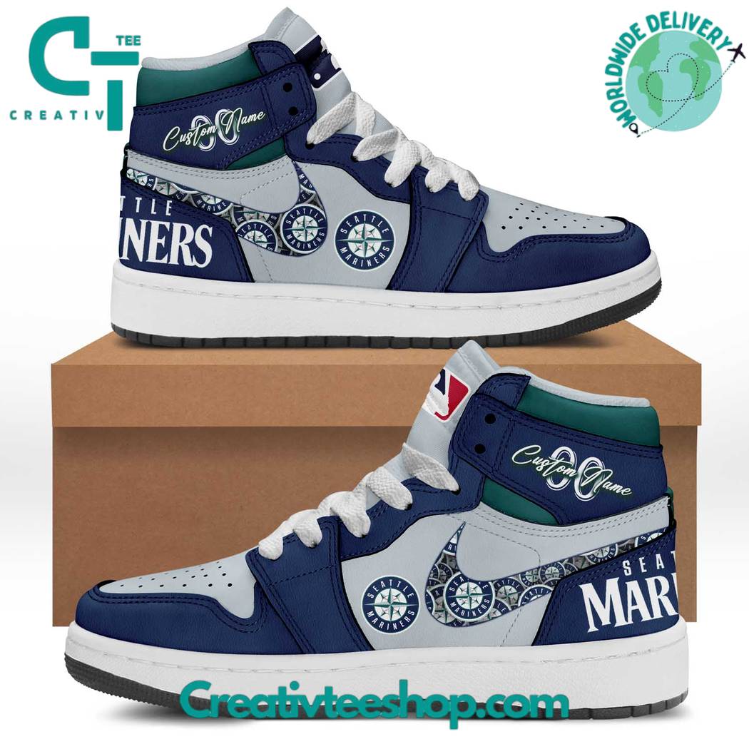 Ideafootwear Seattle Mariners AJ1 High Sneakers Shoes For Men And Women 6