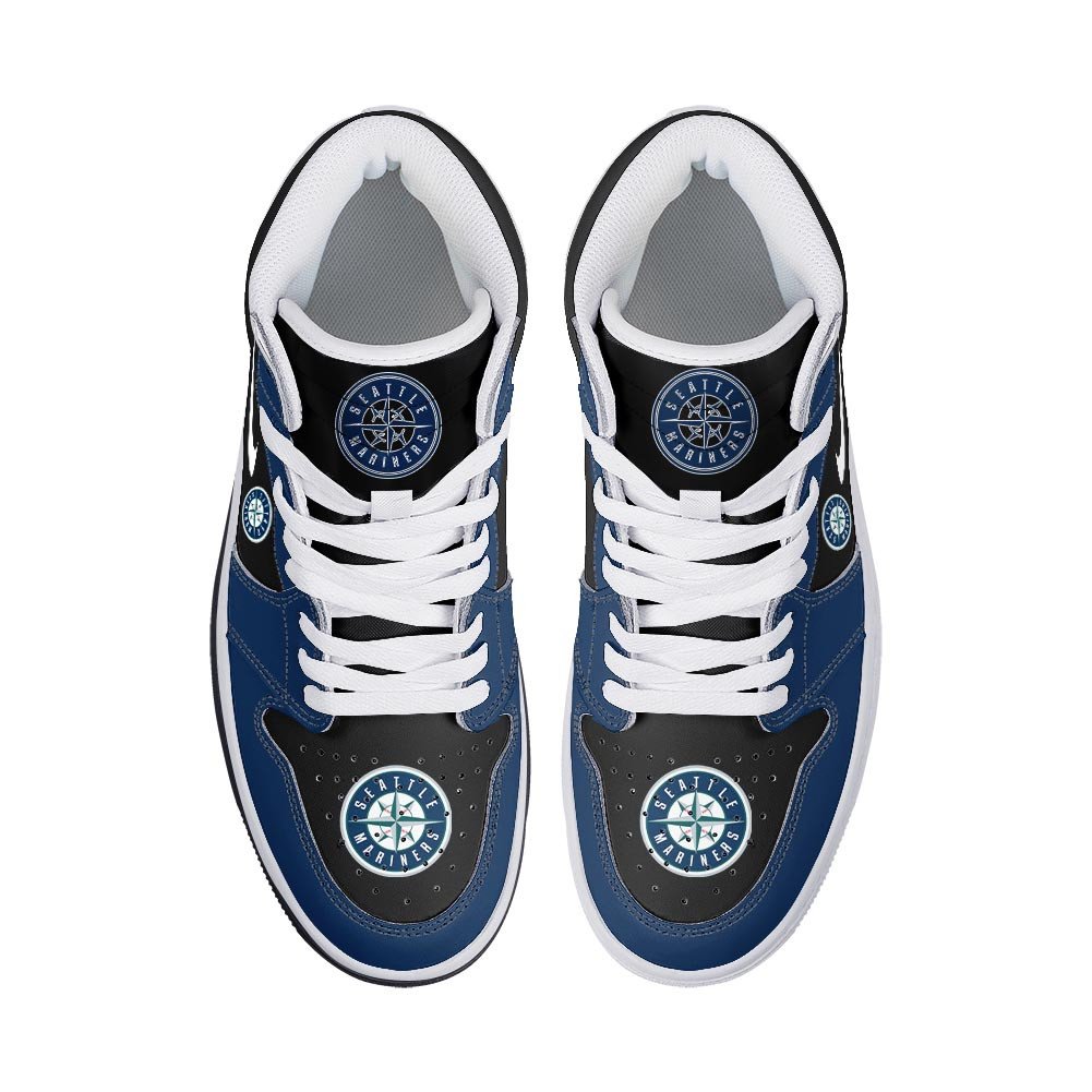 Ideafootwear Seattle Mariners AJ1 High Sneakers Shoes For Men And Women 3