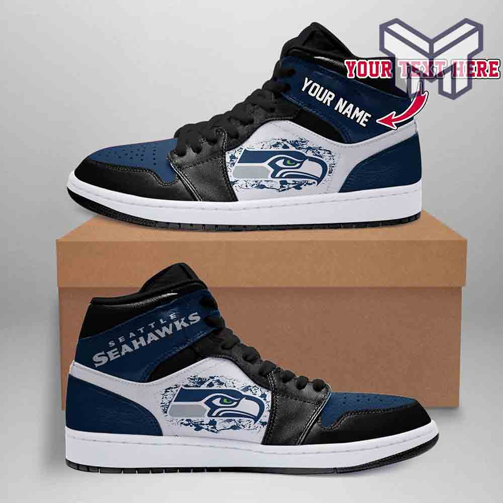 Ideafootwear Seattle Seahawks AJ1 High Sneakers Shoes For Men And Women 1