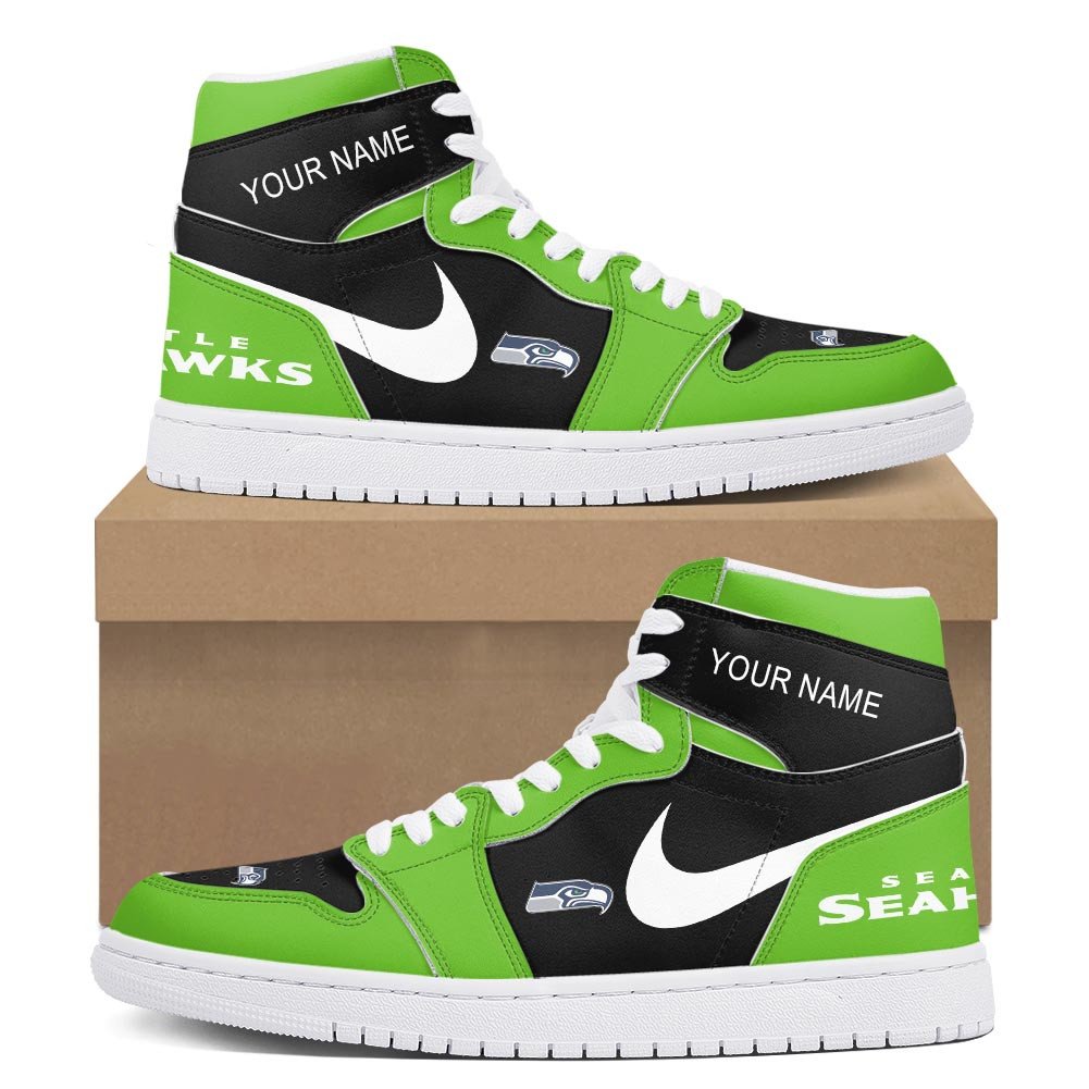 Ideafootwear Seattle Seahawks AJ1 High Sneakers Shoes For Men And Women 6