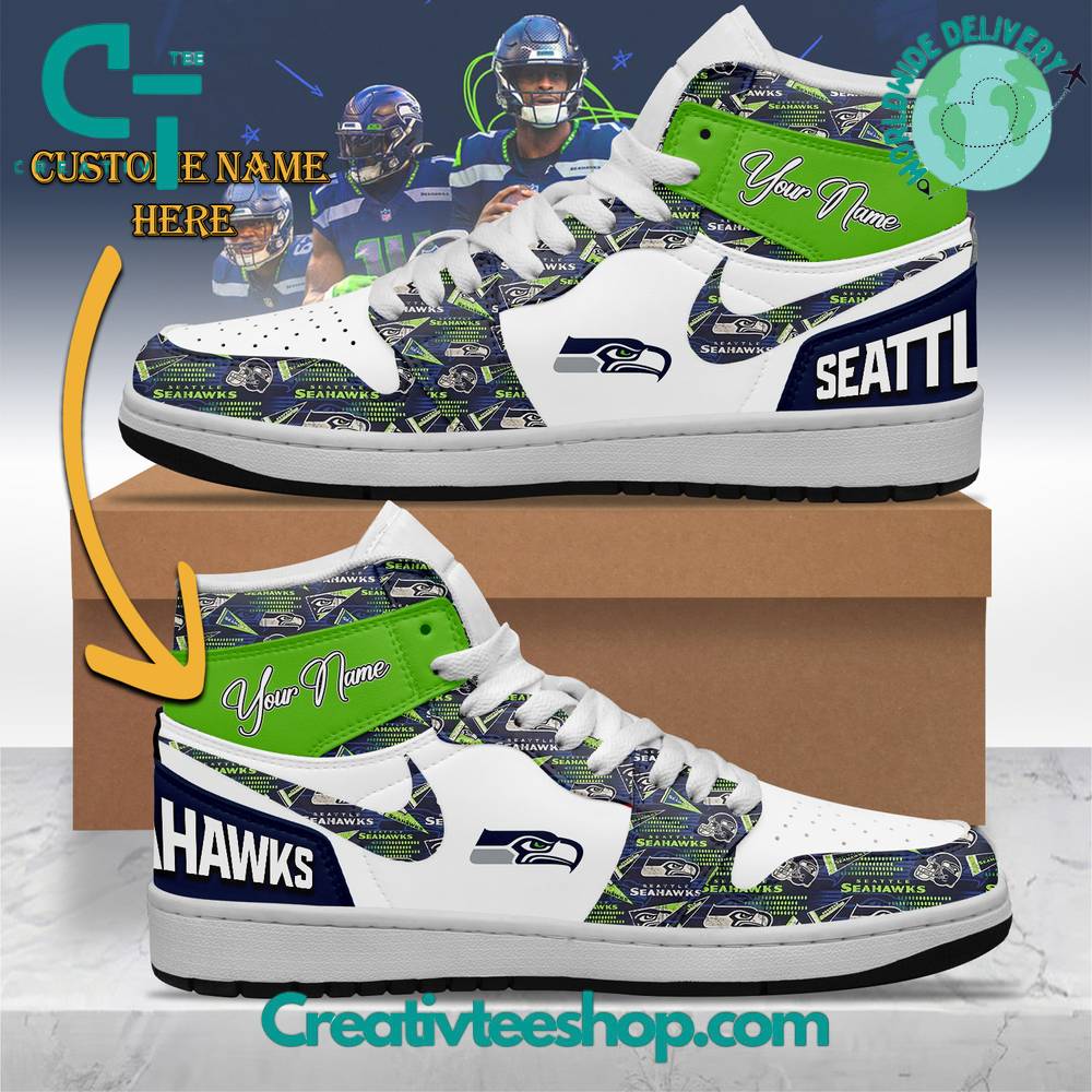 Ideafootwear Seattle Seahawks AJ1 High Sneakers Shoes For Men And Women 4