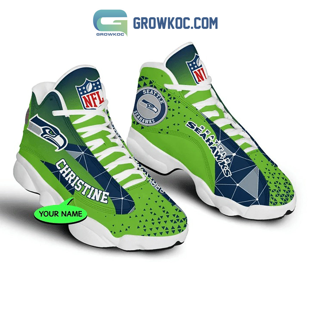 Ideafootwear Seattle Seahawks AJ13 Sneakers Shoes For Men And Women 6