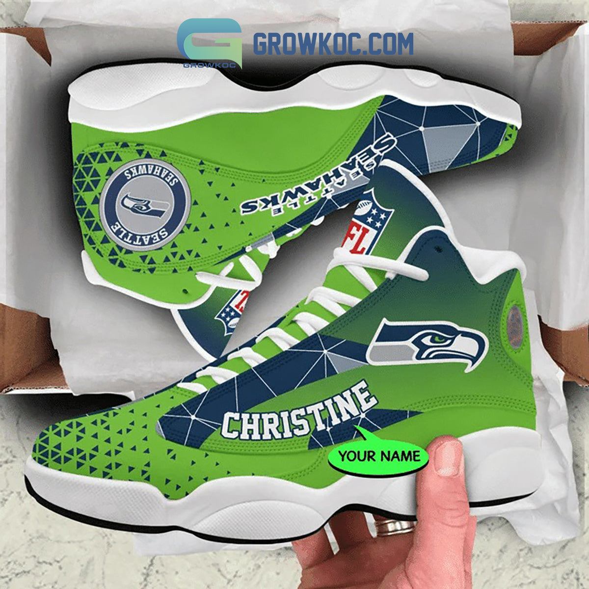 Ideafootwear Seattle Seahawks AJ13 Sneakers Shoes For Men And Women 6