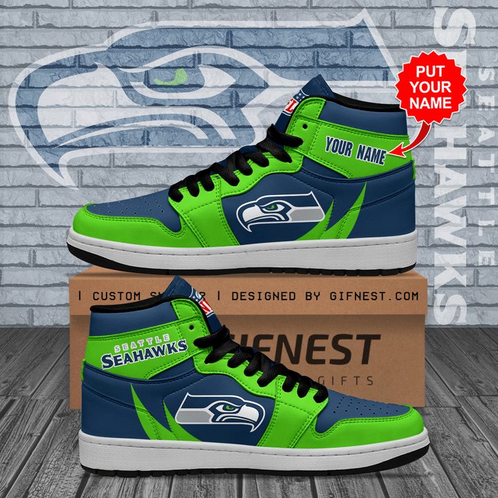 Ideafootwear Seattle Seahawks NFL AJ1 High Sneakers Shoes For Men And Women 8