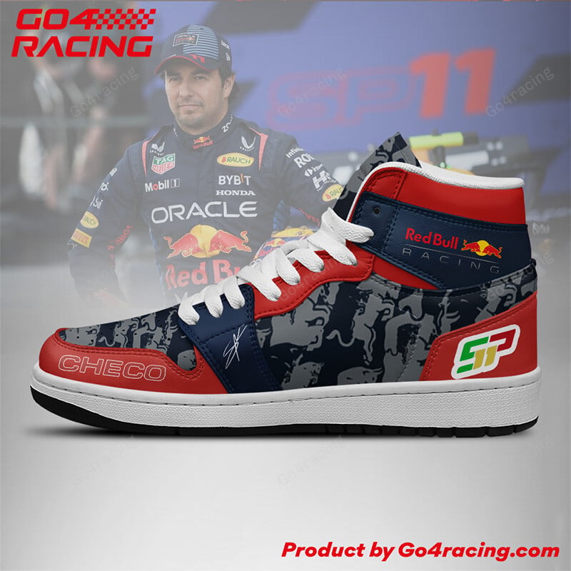 Ideafootwear Sergio Perez - Red Bull AJ1 High Sneakers Shoes For Men And Women 1