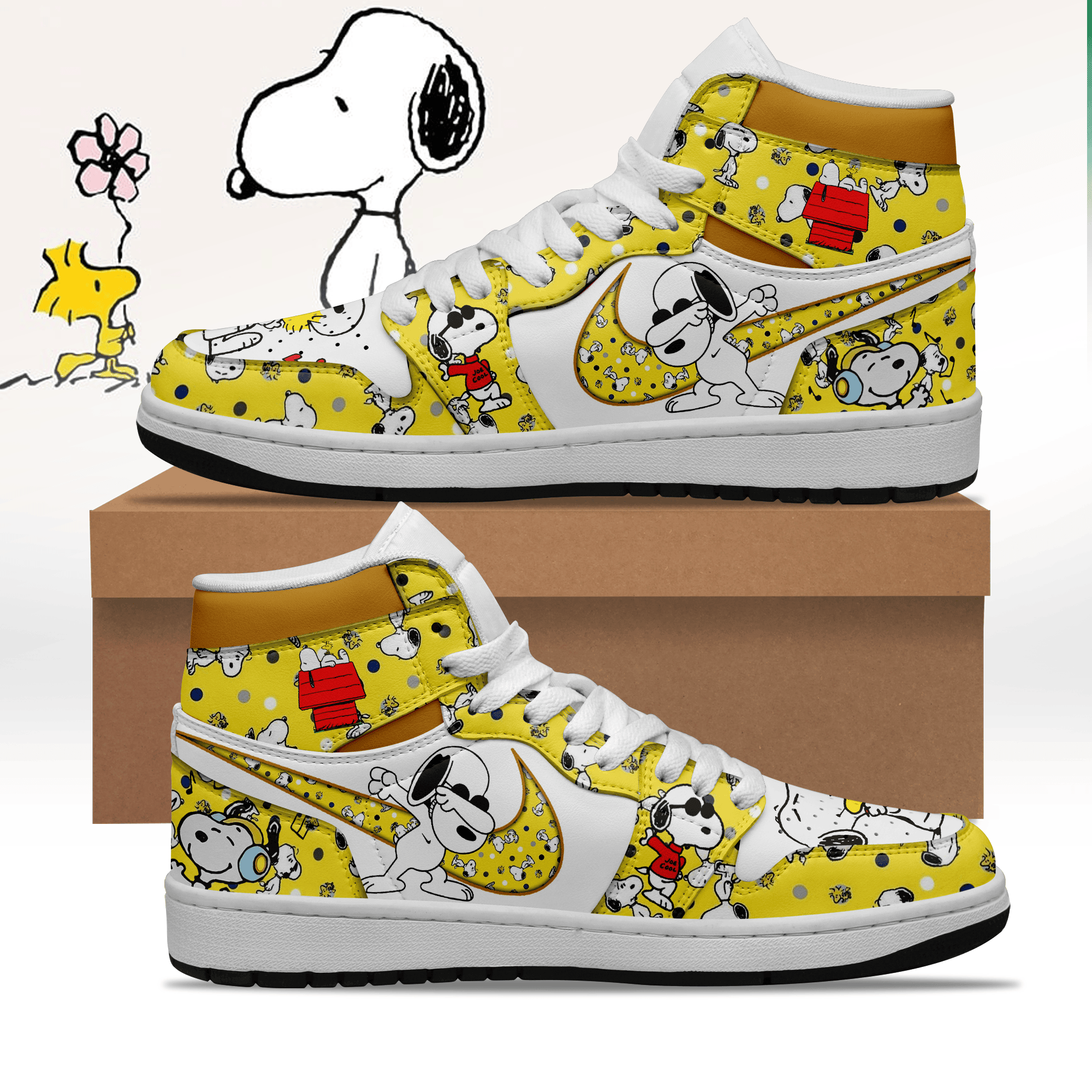 Ideafootwear Snoopy AJ1 High Sneakers Shoes For Men And Women 7