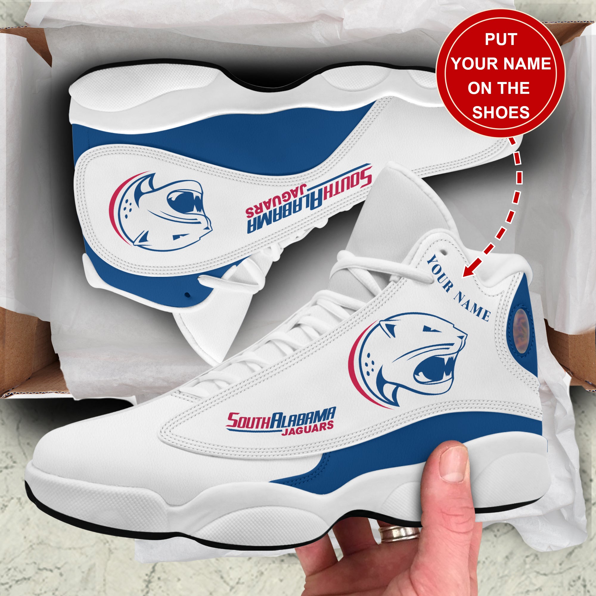 Ideafootwear South Alabama Jaguars AJ13 Sneakers Shoes For Men And Women 1