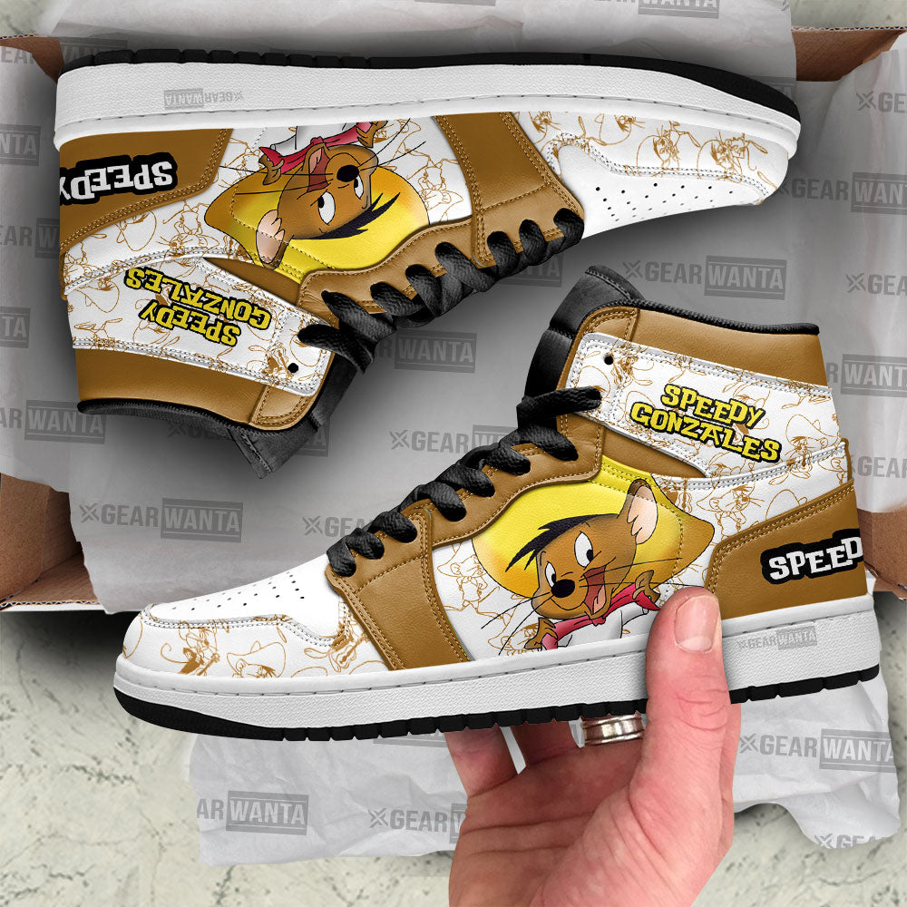 Ideafootwear Speedy Gonzales AJ1 High Sneakers Shoes For Men And Women 1