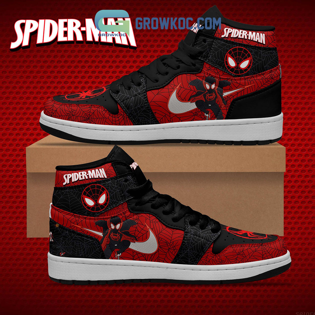 Ideafootwear Spider man AJ1 High Sneakers Shoes For Men And Women 1