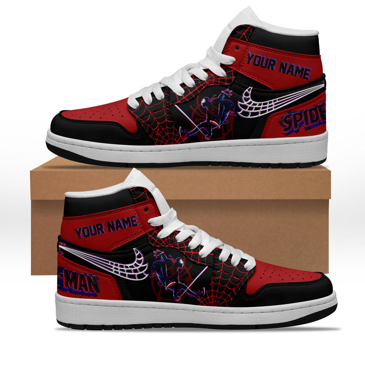 Ideafootwear Spider Man AJ1 High Sneakers Shoes For Men And Women 2