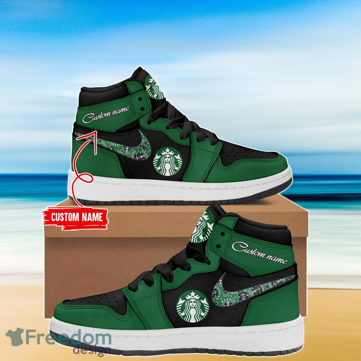 Ideafootwear Starbucks AJ1 High Sneakers Shoes For Men And Women 1