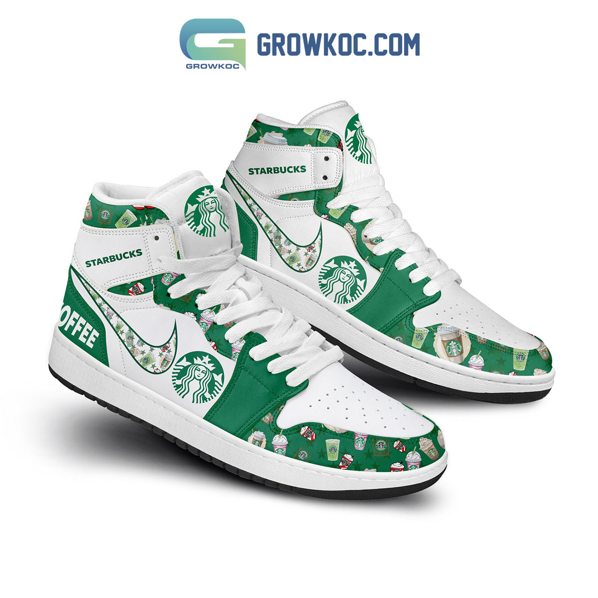 Ideafootwear Starbucks AJ1 High Sneakers Shoes For Men And Women 2