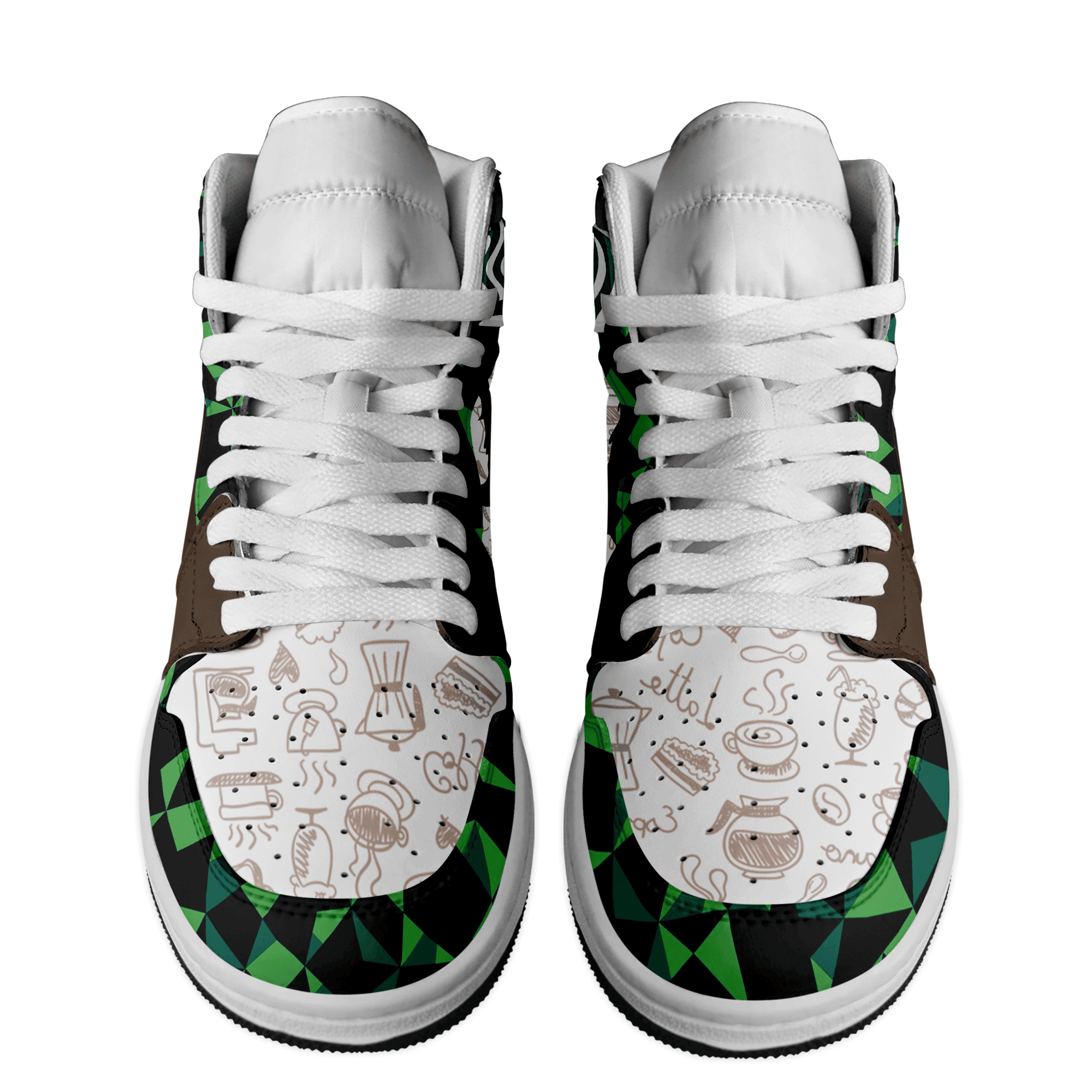 Ideafootwear Starbucks AJ1 High Sneakers Shoes For Men And Women 5