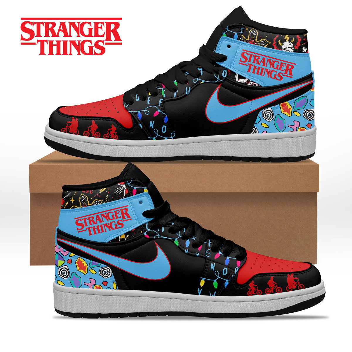 Ideafootwear Stranger Things AJ1 High Sneakers Shoes For Men And Women 8